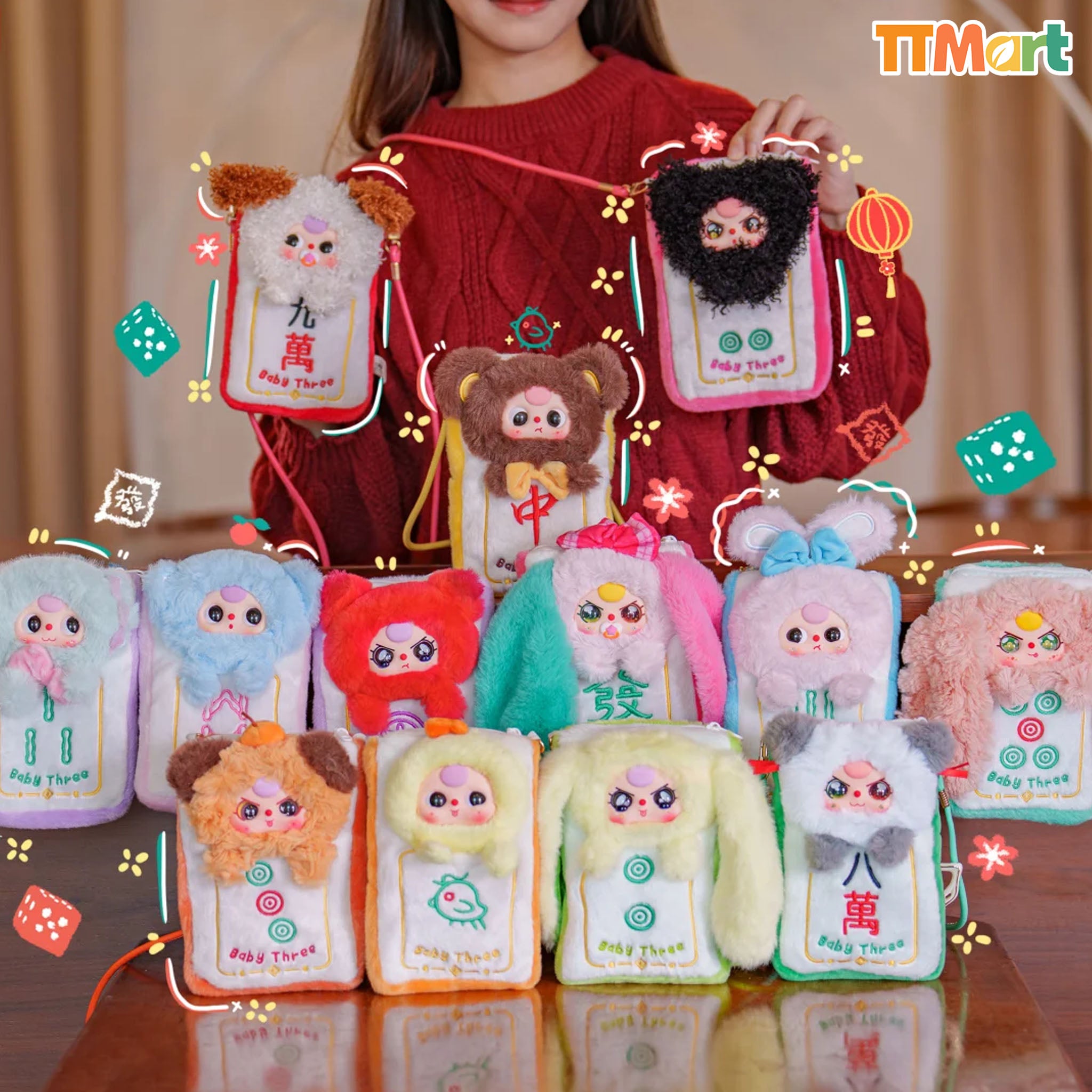 Baby Three Mahjong Mobile Phone Pouch Bag Plush Series Blind Bag