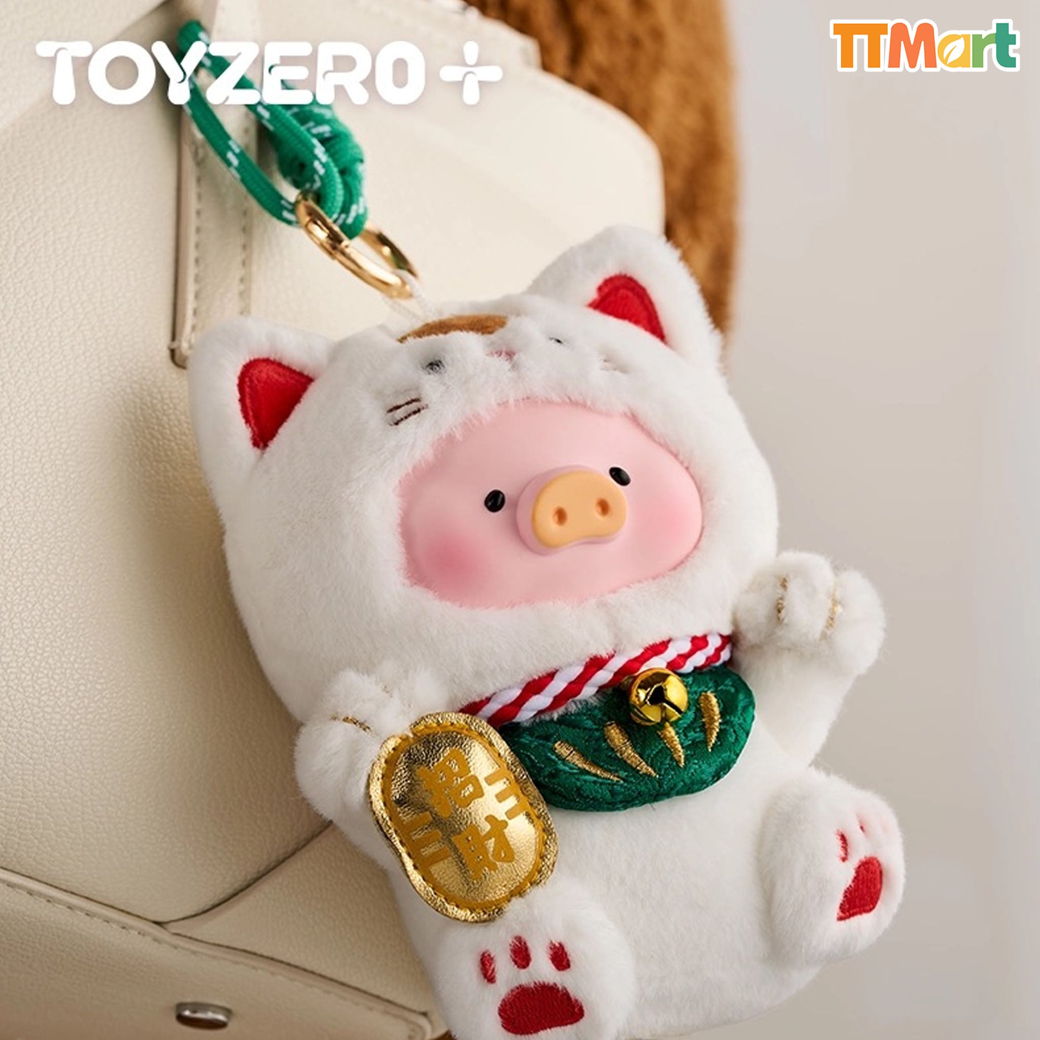 LULU THE PIGGY Lucky Meow On My Hand Plush Hanging Card