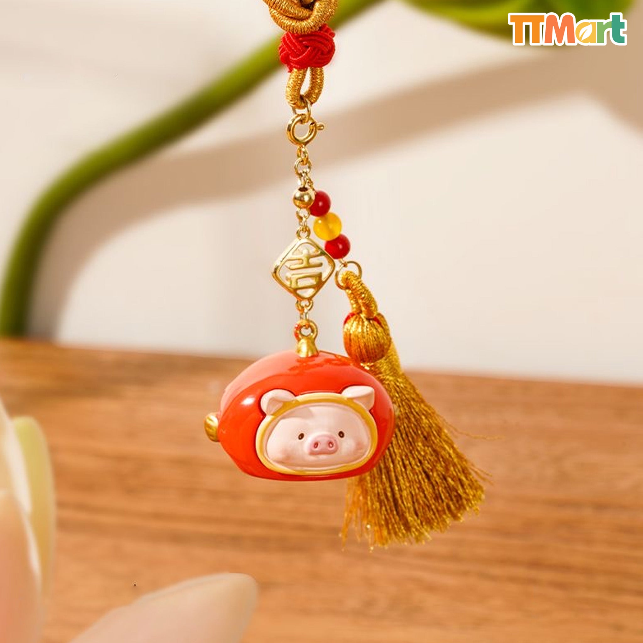 LULU THE PIGGY Good Luck Bell Pendant