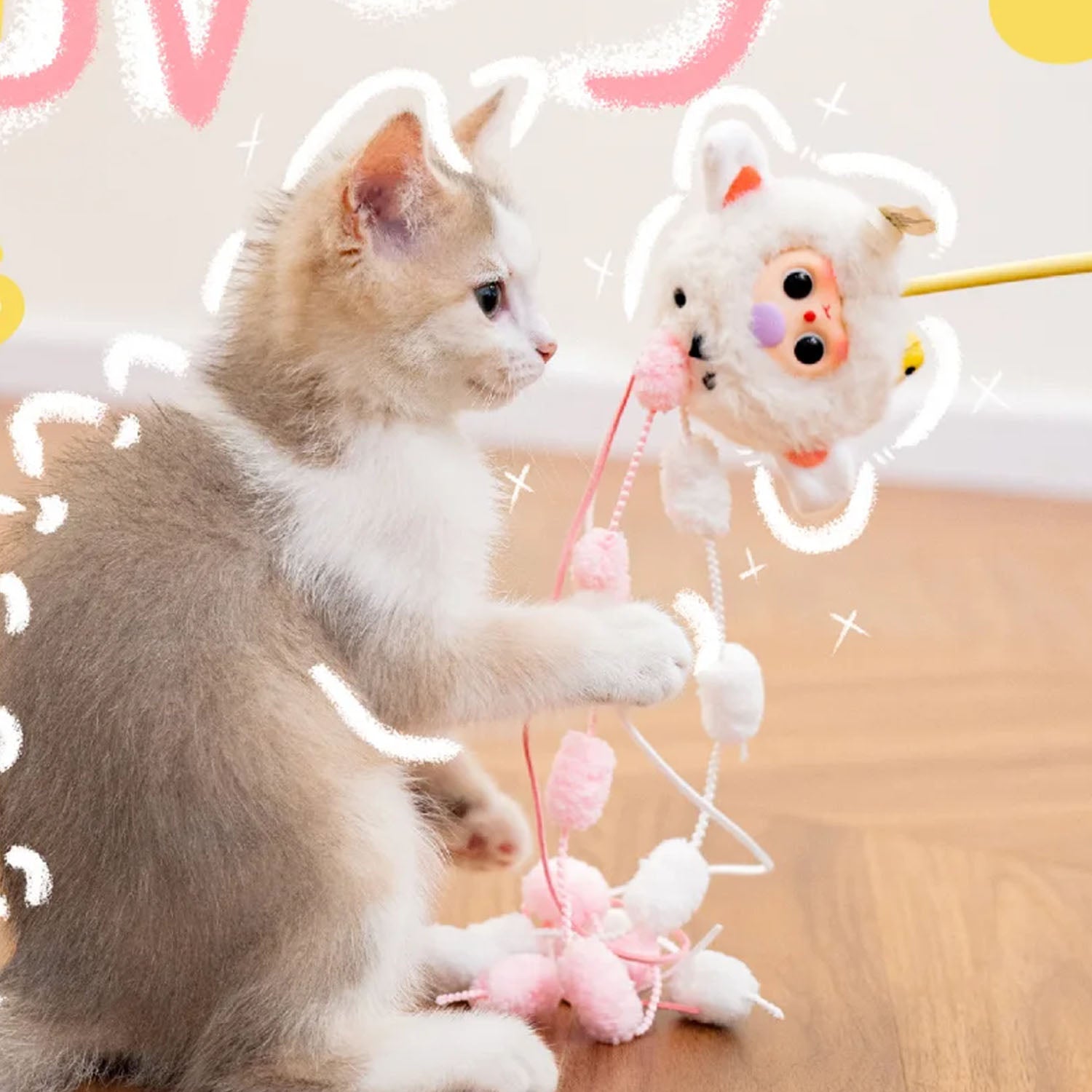 Baby Three Cat Teasing Stick Plush Series Blind box