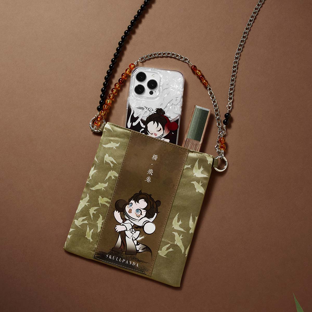 SKULLPANDA The Ink Plum Blossom Series Bead String Mini Bag