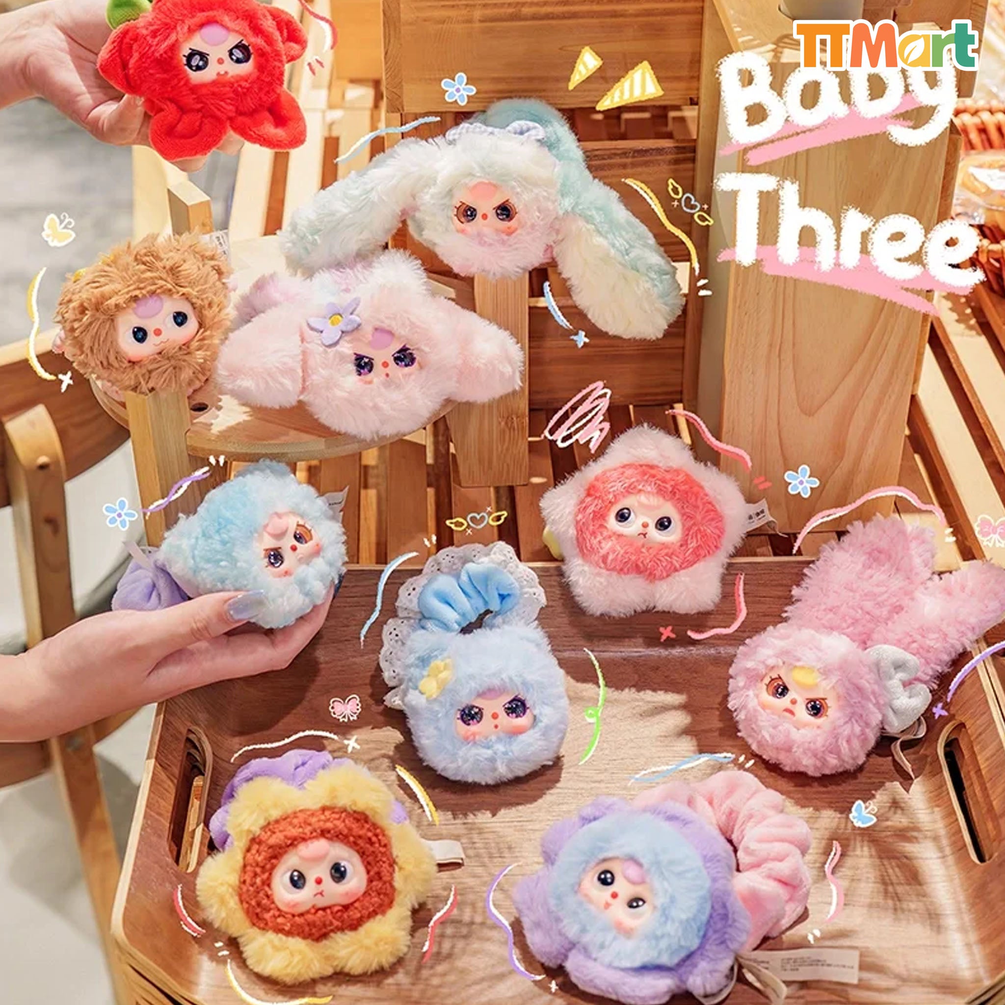 Baby Three Flower Hair Rope Scrunchie Plush Series Blind Box
