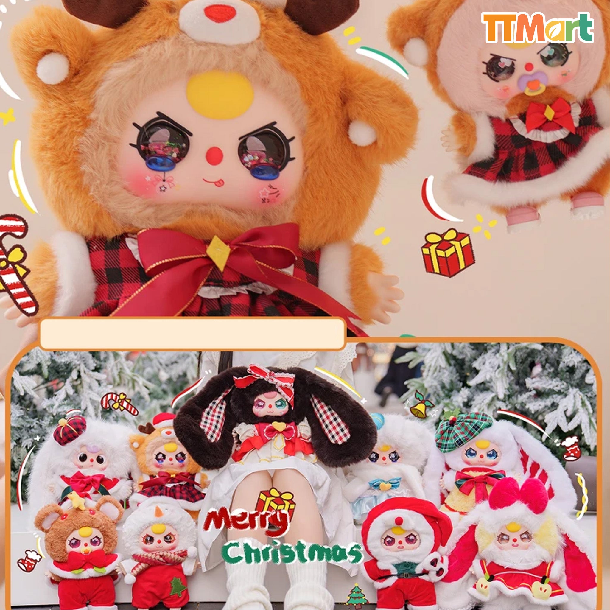 baby three クリスマス ぬいぐるみ5体セット Baby Three 400% Christmas V2 Plush Blind Box