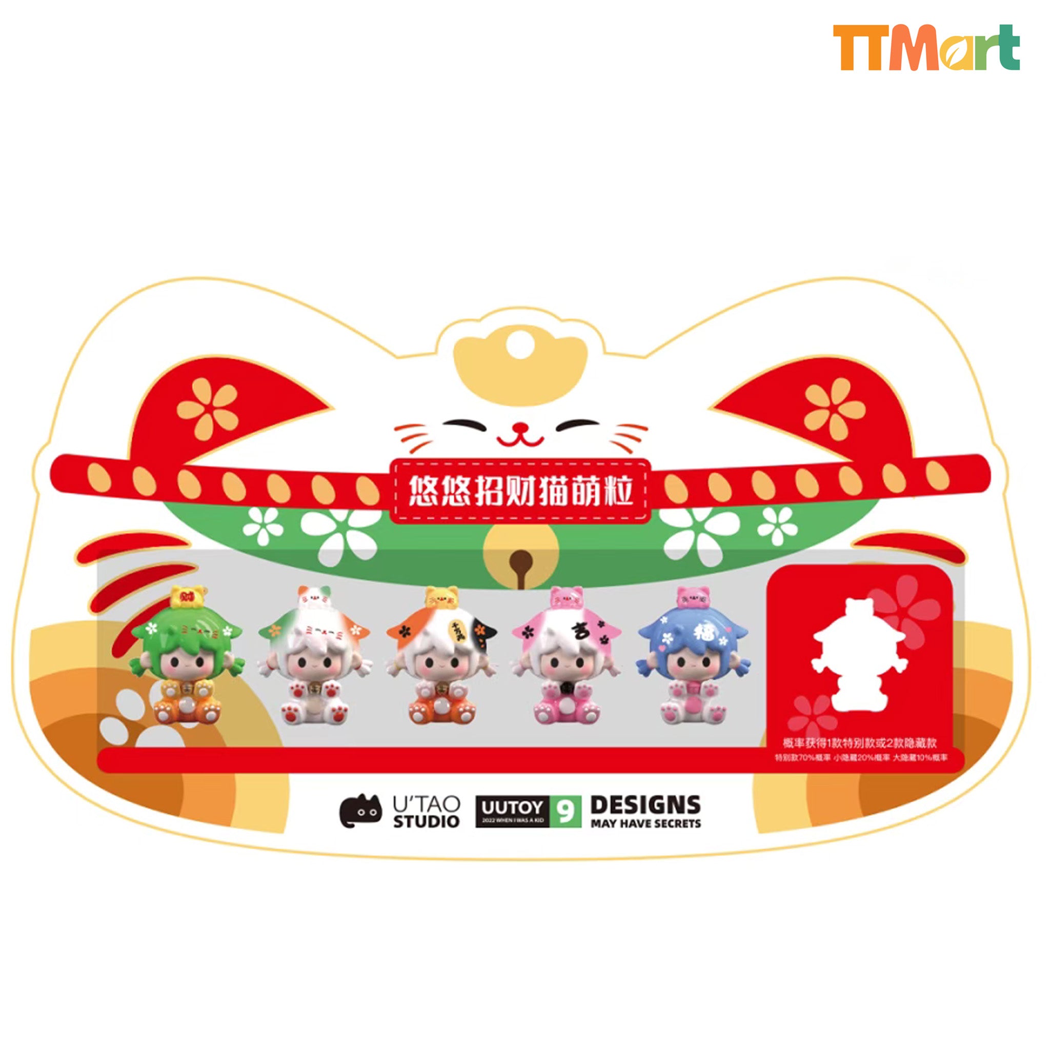 UUTOY Lucky Cat Mini Figure Hanging Card