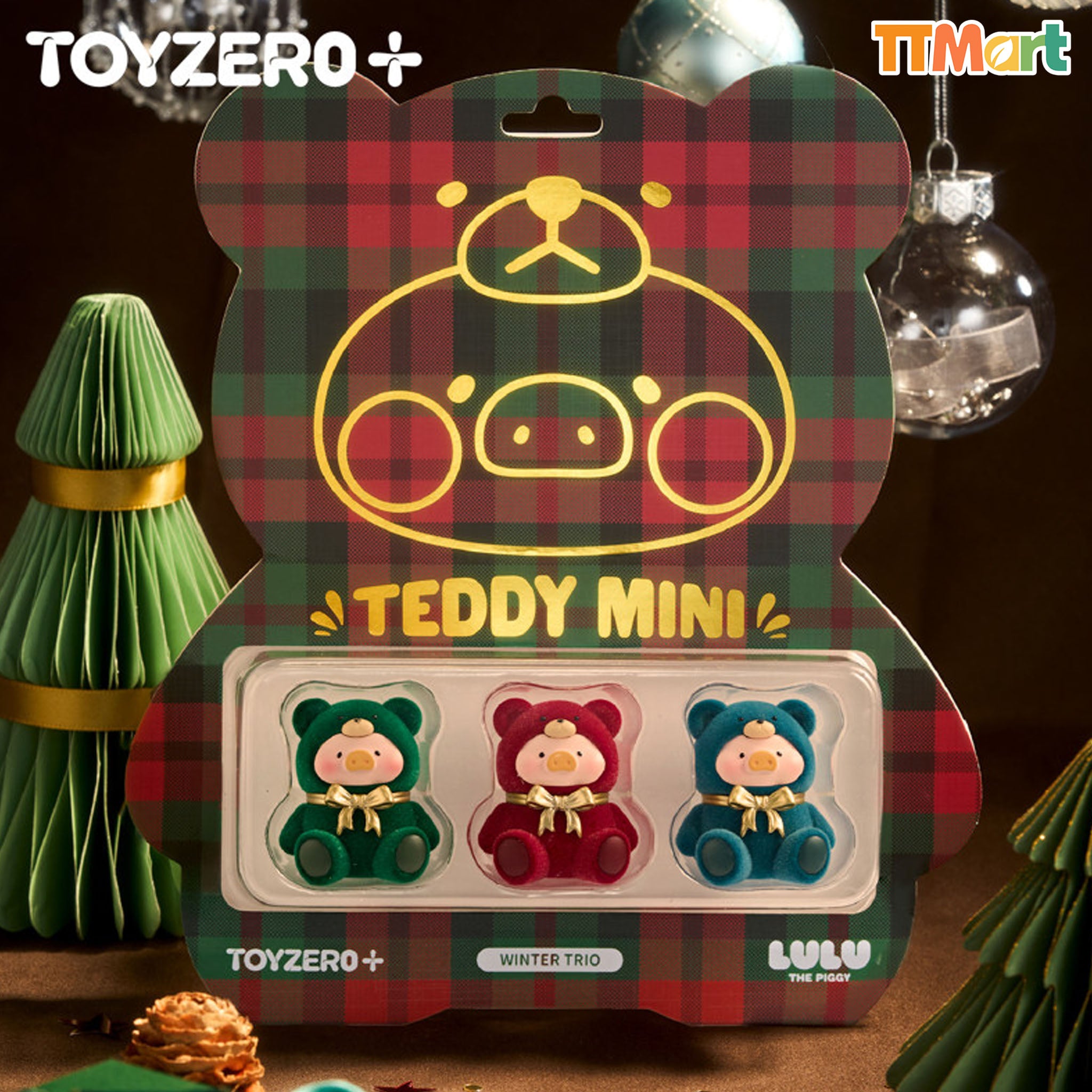 LULU THE PIGGY Winter Trio Teddy Mini Limited Hanging Card