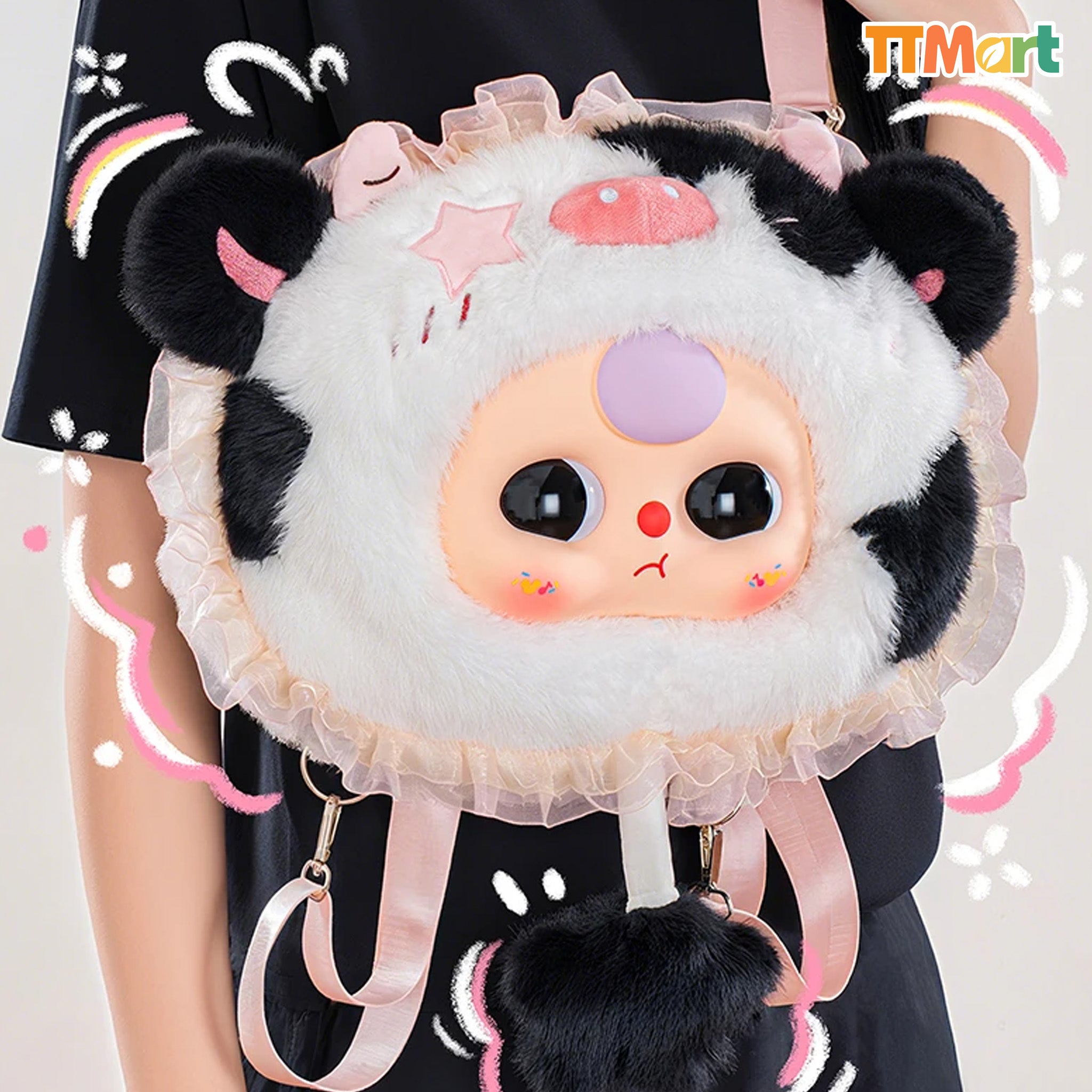 Baby Three 童話大頭包 おとぎ話の世界 ぬいぐるみ リュック うし Baby Three 400% Fairy Tale World Backpack Plush Blind Box