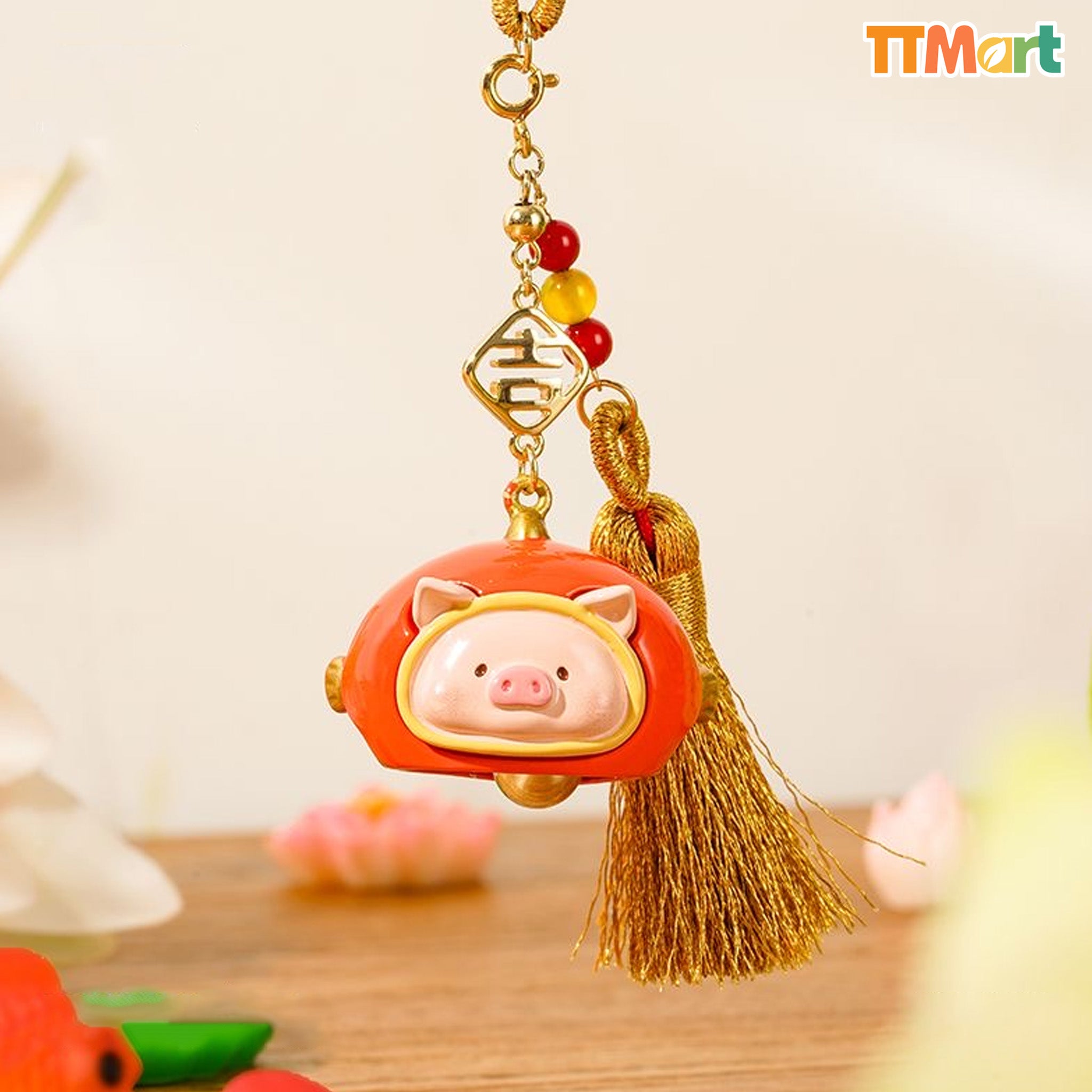 LULU THE PIGGY Good Luck Bell Pendant