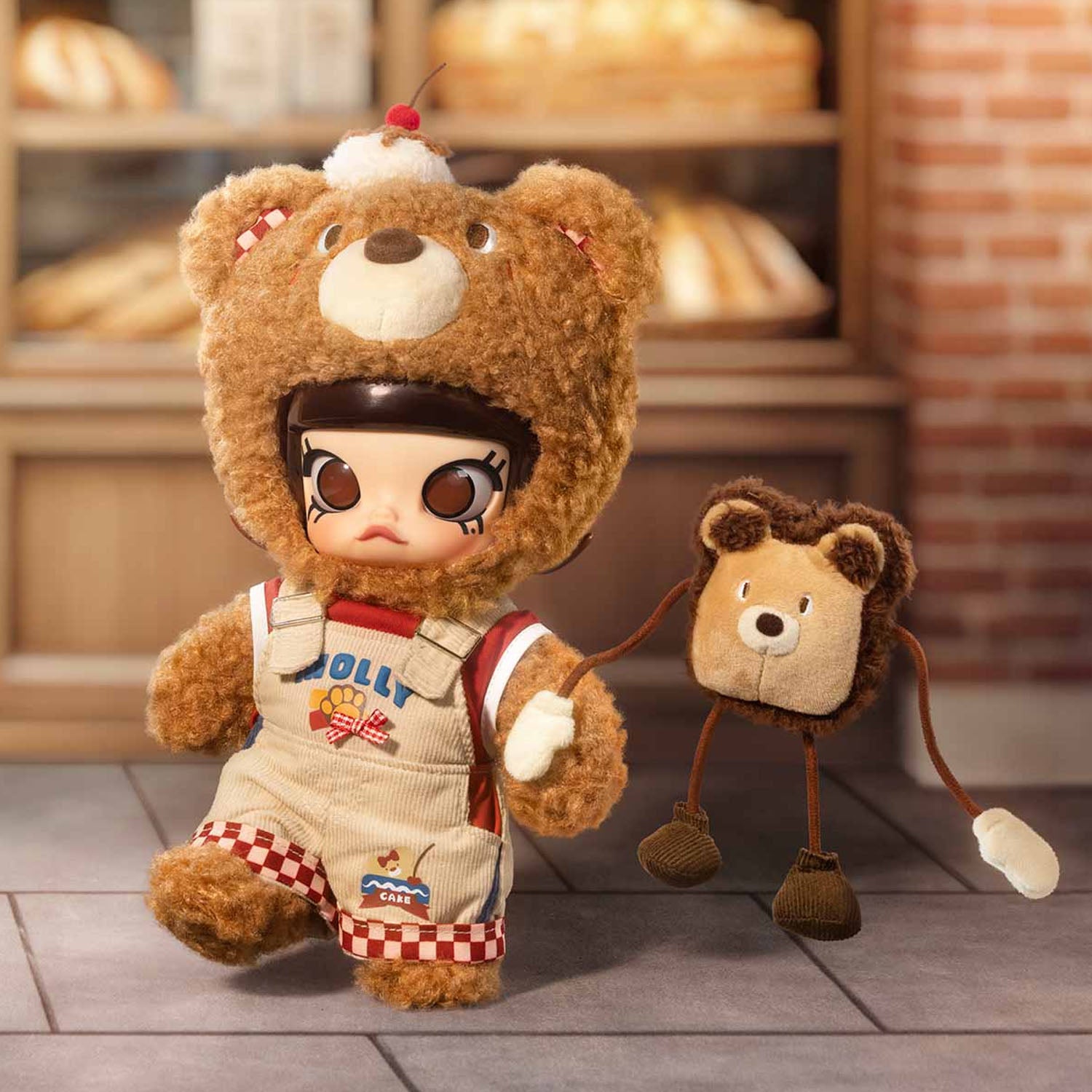 【S。S 】Molly Pretend Bear Bread 1/8 POP MOLLY Little Bear bread 1/8 Mobile Doll Cute Doll Toy