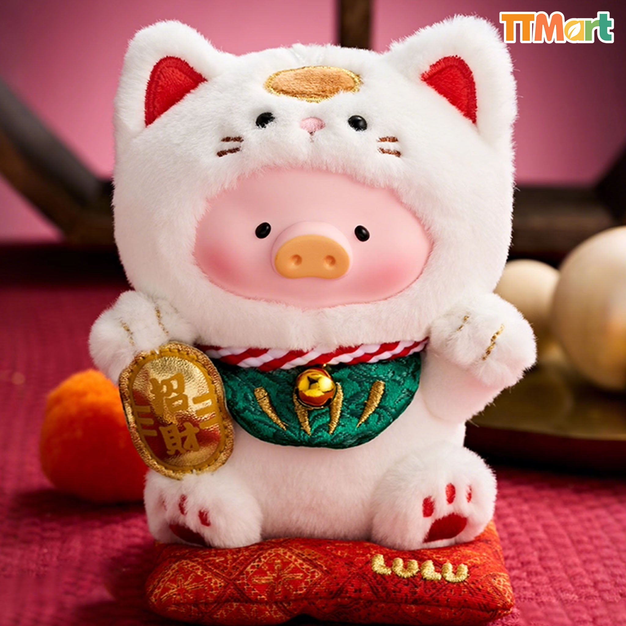 LULU THE PIGGY Lucky Meow On My Hand Plush Hanging Card