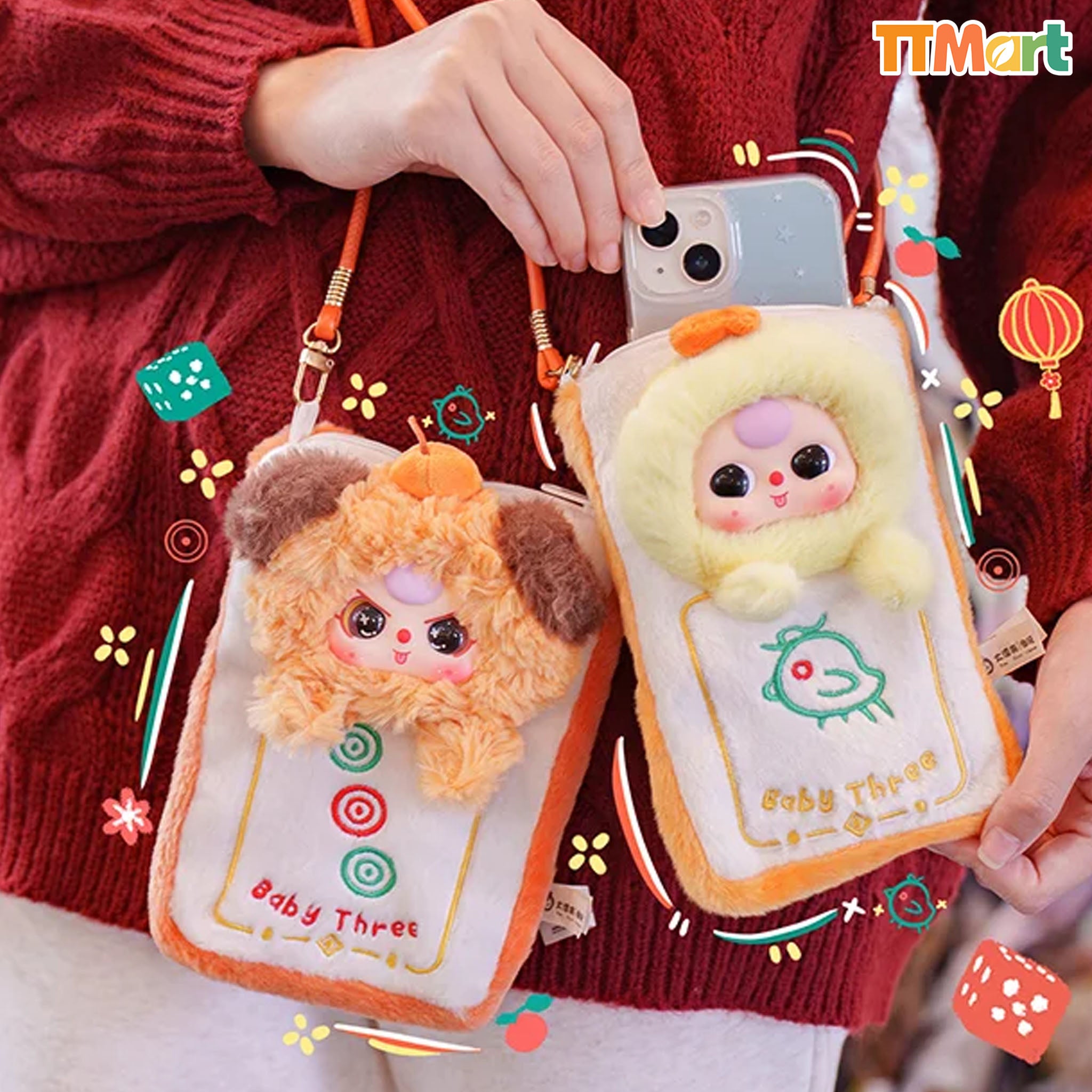 Baby Three Mahjong Mobile Phone Pouch Bag Plush Series Blind Bag