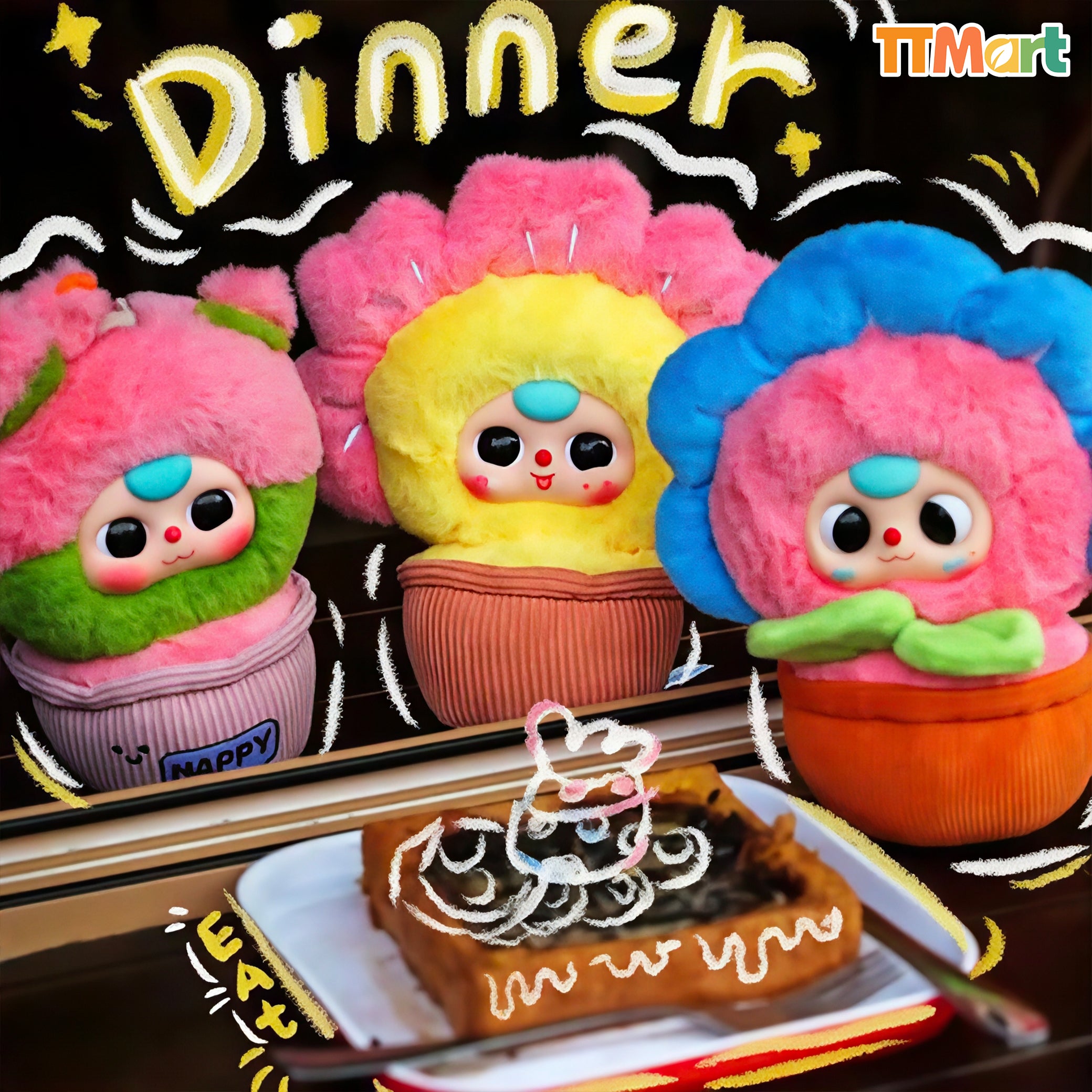 baby three ３歳　たんぽぽ　ハチ　春はどこ？お花シリーズ Baby Three Where's Spring Flower Series Plush Blind Box